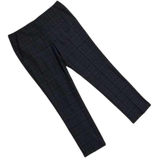 Theory Indra C Grey Plaid Cuff Ankle Slim Straight Leg Wool Blend Pant 6 - Picture 2 of 12